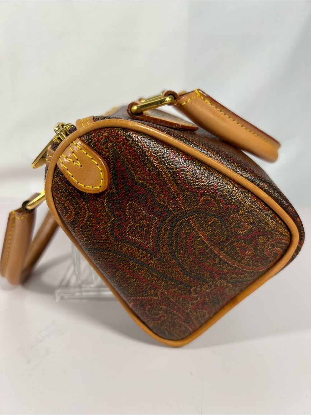 3086: Vintage Etro Paisley Mini Barrel Bag Italy 1996 Rare - Picture 6 of 16